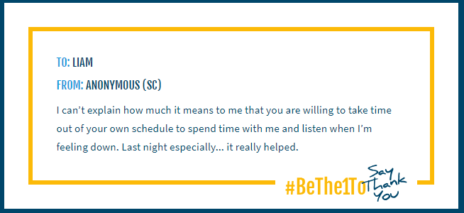 #bethe1to say thanks