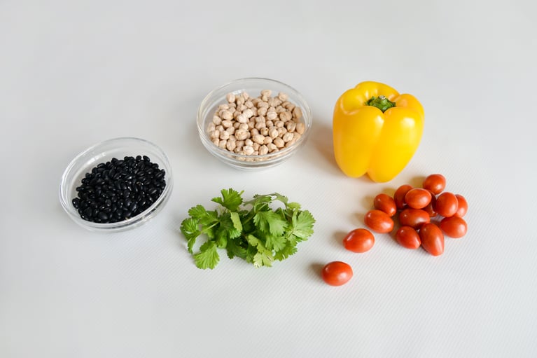 Chickpea and black bean jewel salad