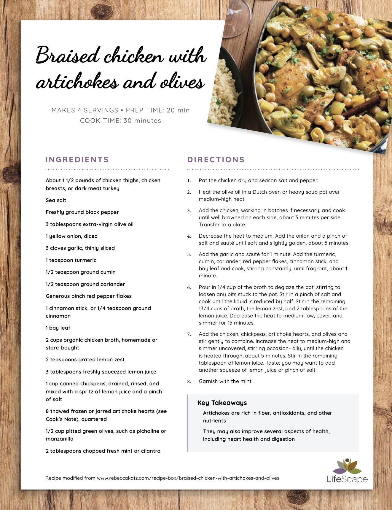 Braised Chicken wirh Artichokes and Olives screenshot