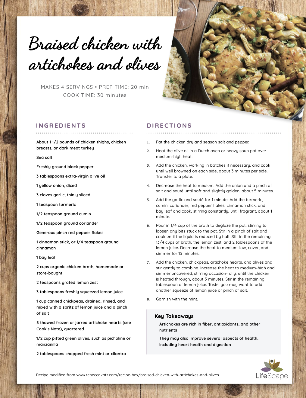 Braised Chicken With Artichokes & Olives 