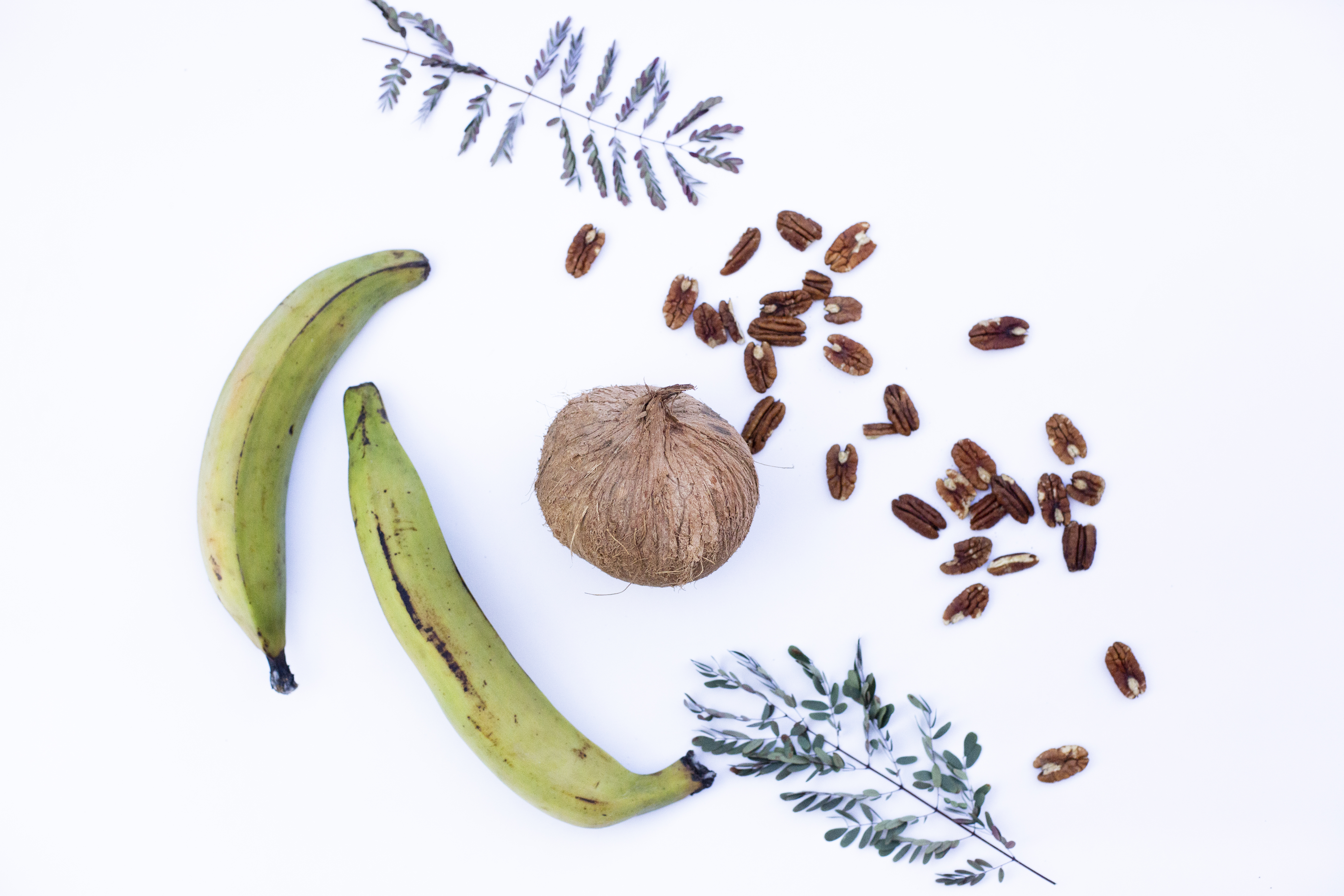 Plantains with Pecans and Unsweetened Coconut Flakes 