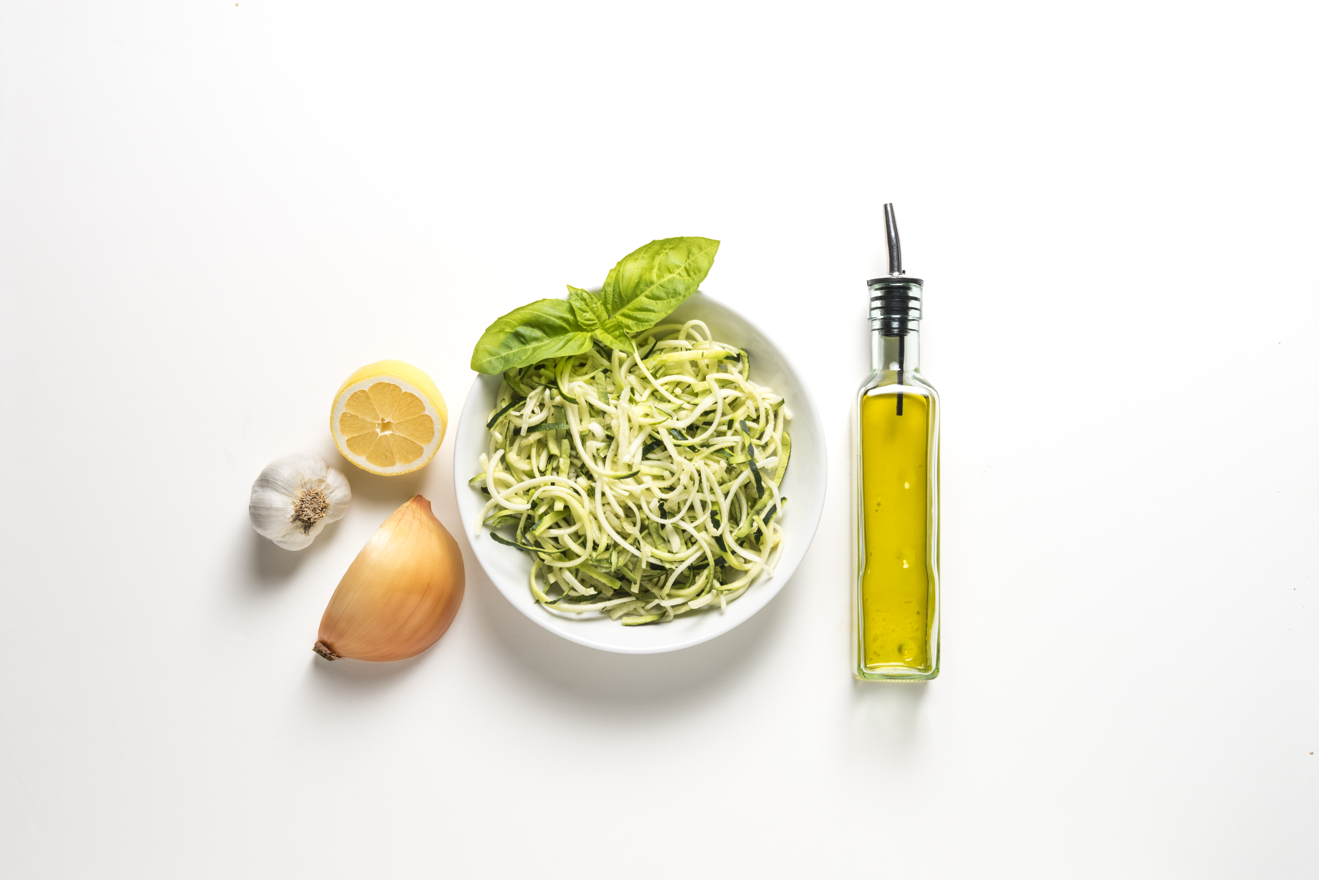 Zuchinni noodles at healthy dinner party