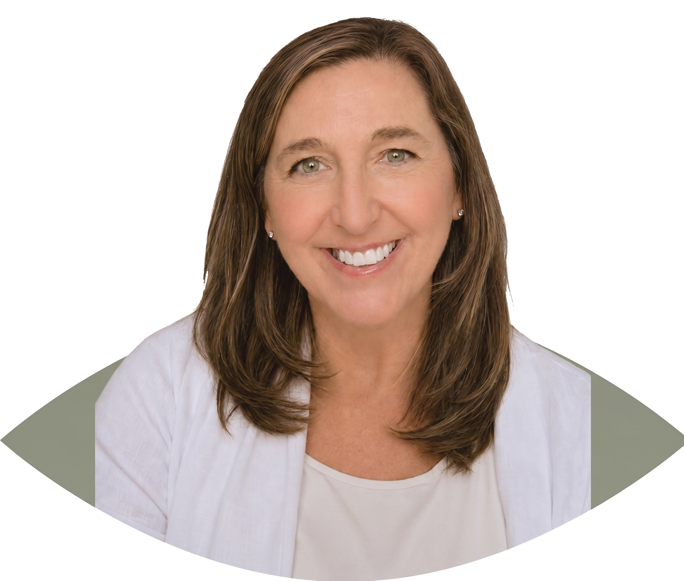 dr-samantha-maplethorpe-sharp - LifeScape Concierge Primary Care, Aesthetics & Nutrition in Scottsdale Close-up portrait of a smiling woman with brown hair and light green eyes, wearing a white top.